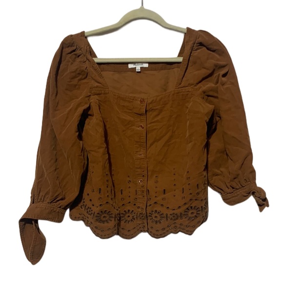 Madewell Tops - Madewell Boho Eyelet Detail Light Brown Corduory Top